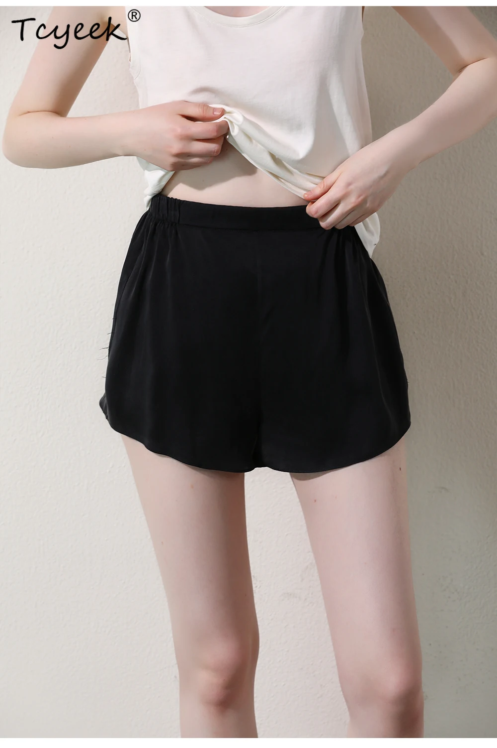 

Tcyeek, 100%Mulberry Silk Traceless Safety Pants, 6A Elastic Mid Waist, Fashion Sexy Mini Shorts, 2024 Summer New B46661QM