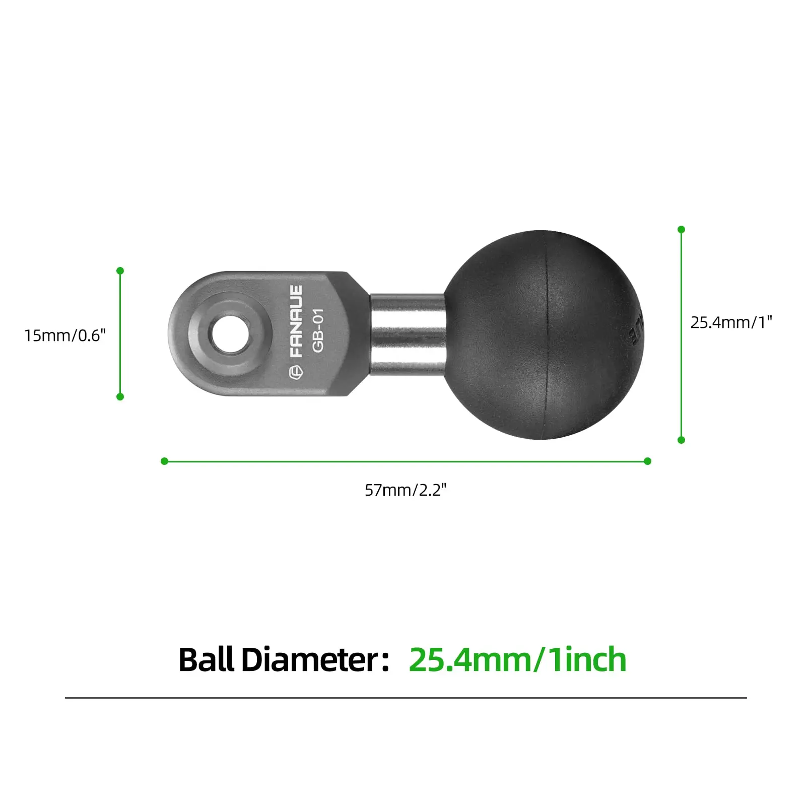 FANAUE 1 inch Ball Head Mount Adapter Aluminium alloy For Go Pro 10 9 8 7 6 5 Action Camera for RAM Mounts Motorcycle