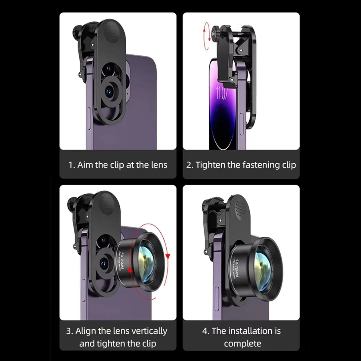 4K UHD Phone Camera Lens 10X Universal Smartphone Macro Lens with Phone Clip for Smartphone