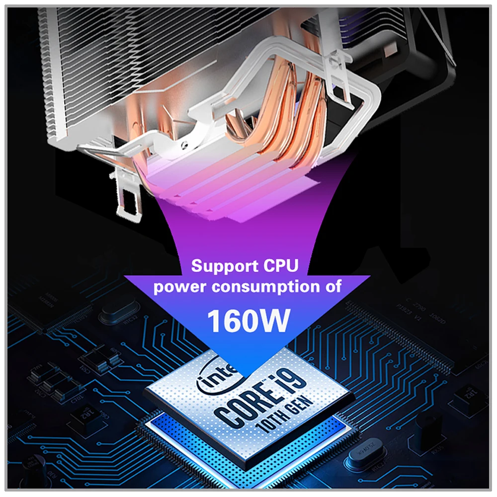 IWONGGOU X99 Processor Cooler Am4 4pin Pwm Rgb 120mm Fan Cooling Cpu 4 Heatpipes Cpu Radiator for Intel Lga115X 1700 1200 AMDAM3