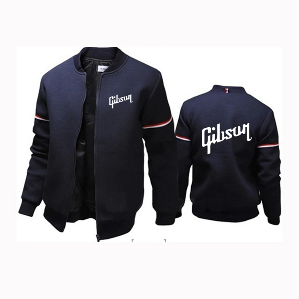 Gibson Printing 2024 New Autumn Winter Men's Flying Jacket Casual Zipper Long Sleeve Stylish Windproof Cotton-Padded Jacket