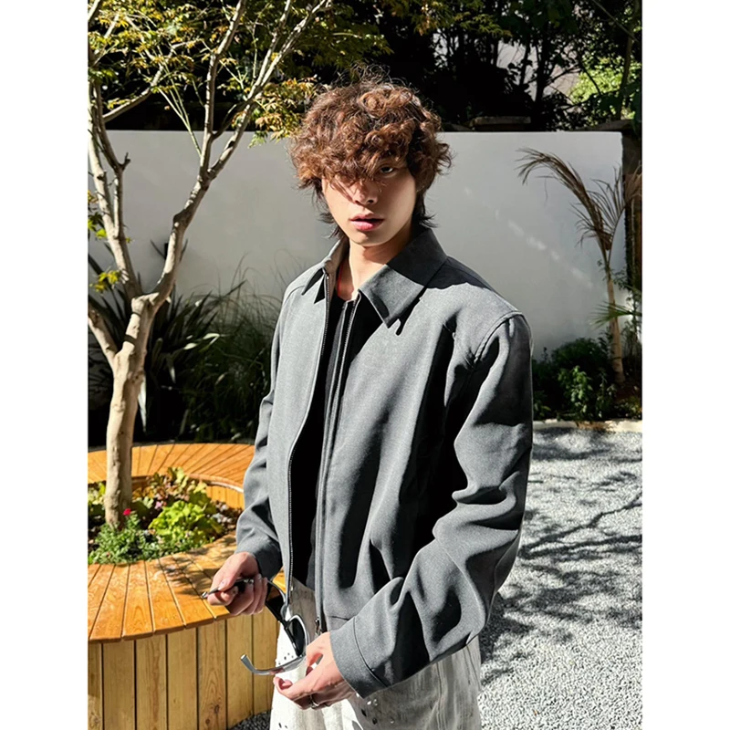 

Cleanfit Grey Folded American Retro Style Men's Suit Jacket Autumn Fashionable Youth Popularity Loose Fit Long Sleeve Outerwear