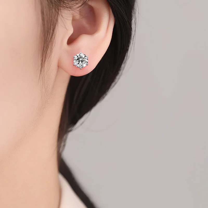 5-9MM Moissanite Stud Earrings in 925 Sterling Silver