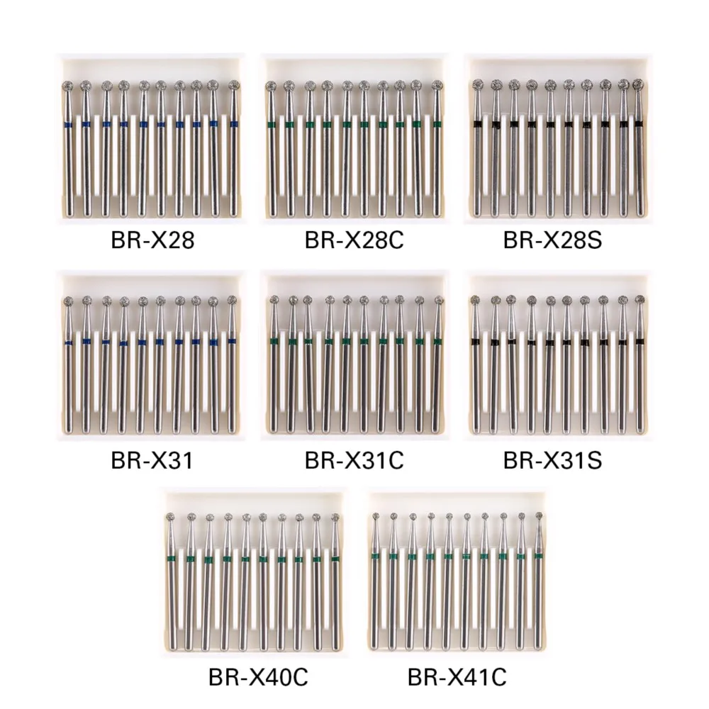 10 pcs/pacote azdent dental diamante burs broca bola tipo redondo 25mm fg 1.6mm para handpiece de alta velocidade 4500r/min