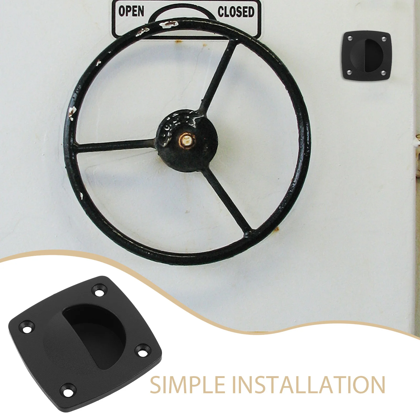 

2Set Marine Hatch Pull Square Flush Pull Handle Nylon for Boat Deck Hatch Cover Replacement Flush Mount Latch Marine Hardware