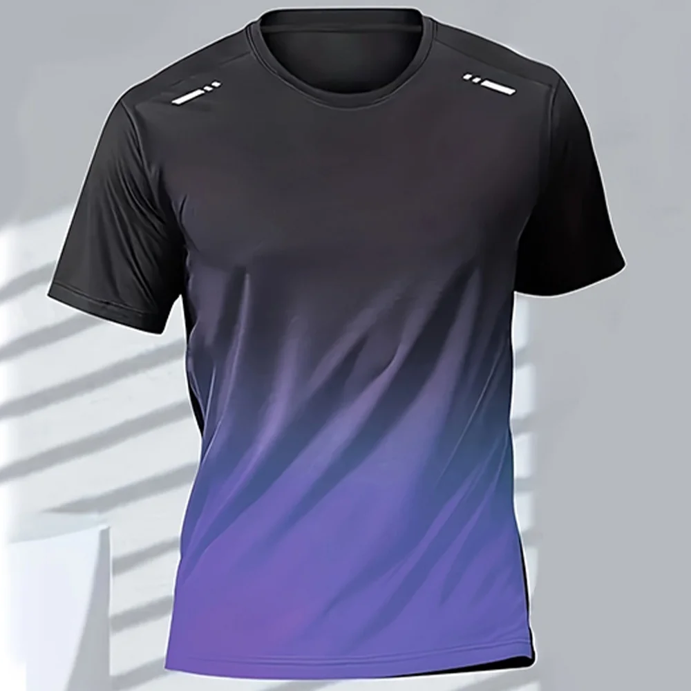 Men's T-Shirts Sports Fitness Basketball Quick-Dry Gradient Running Jersey Short Sleeve Tops Outdoor Sports Training Men Clothes image 4