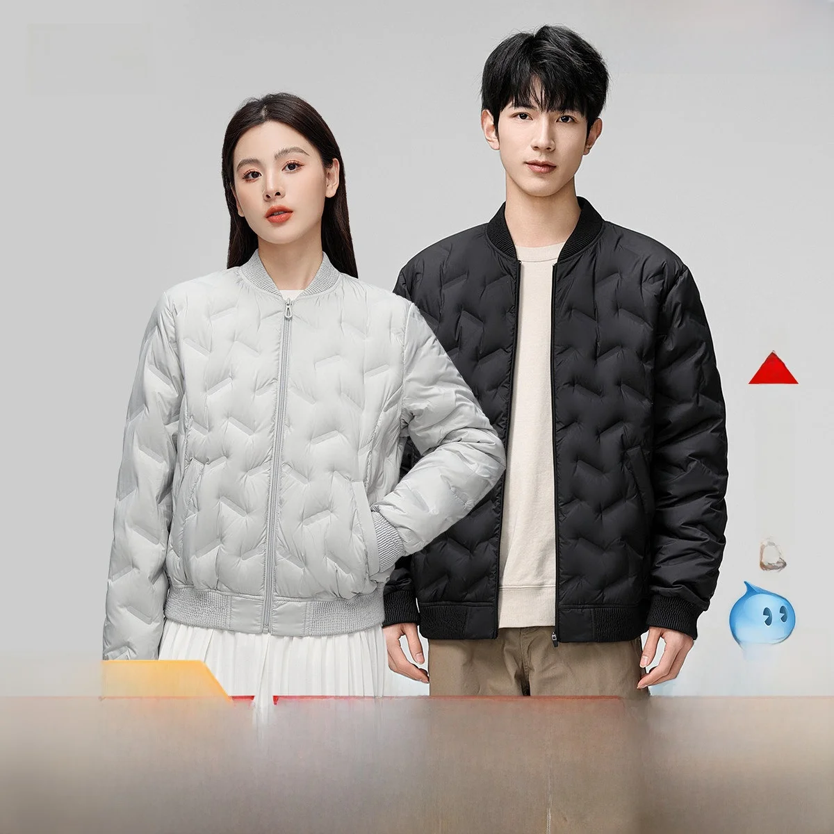 

Snow Flng 2026 Spring New Sle ex ort Stand Collar down Jaet Lightweight Warm Outdoor Baseball Coat for Couples