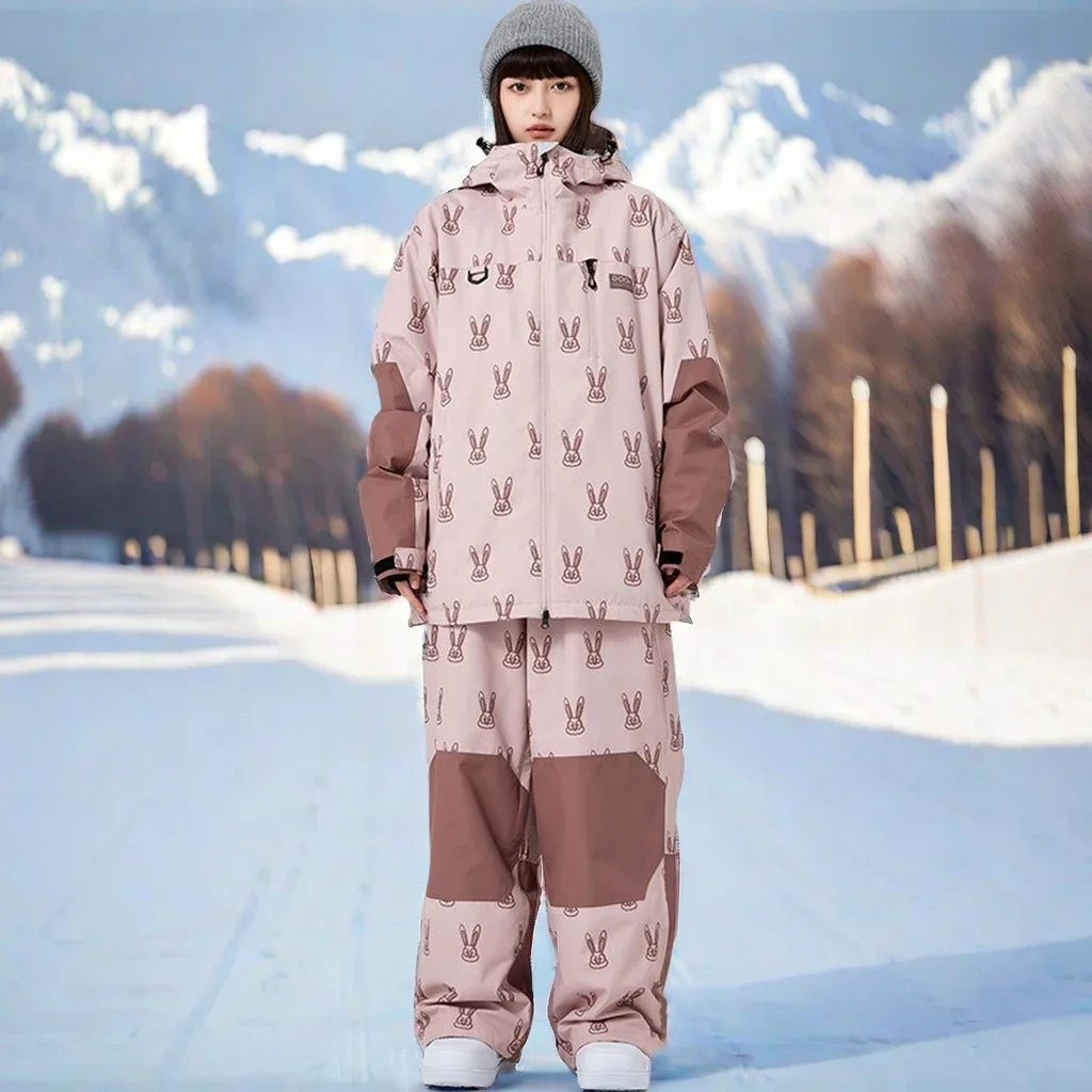 Nuova coppia sci suite uomo giacca da sci allentata pantaloni Snowboard abbigliamento sportivo inverno sci tute da neve donna tuta da neve antivento