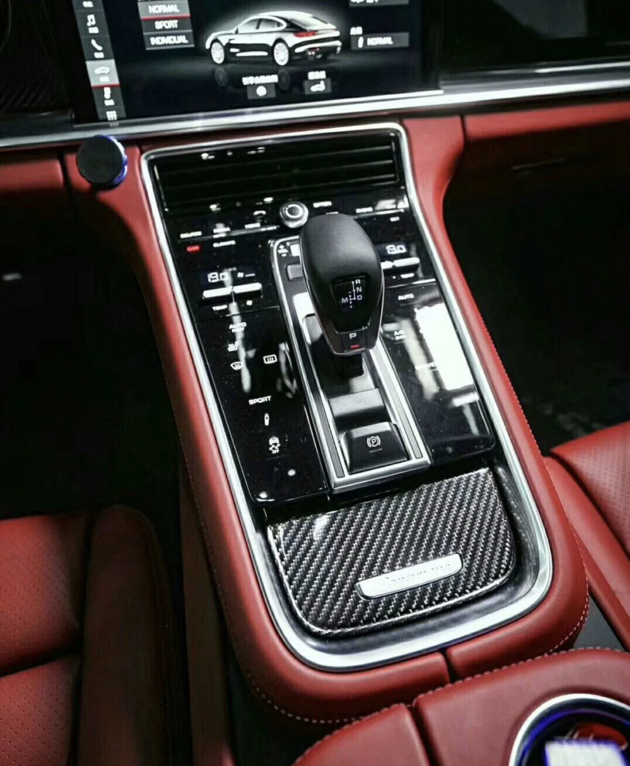 Real Carbon Fiber Car Center Control Panel Gear Cover Door Panel Cover Set For Porsche Panamera 971 2017-2022