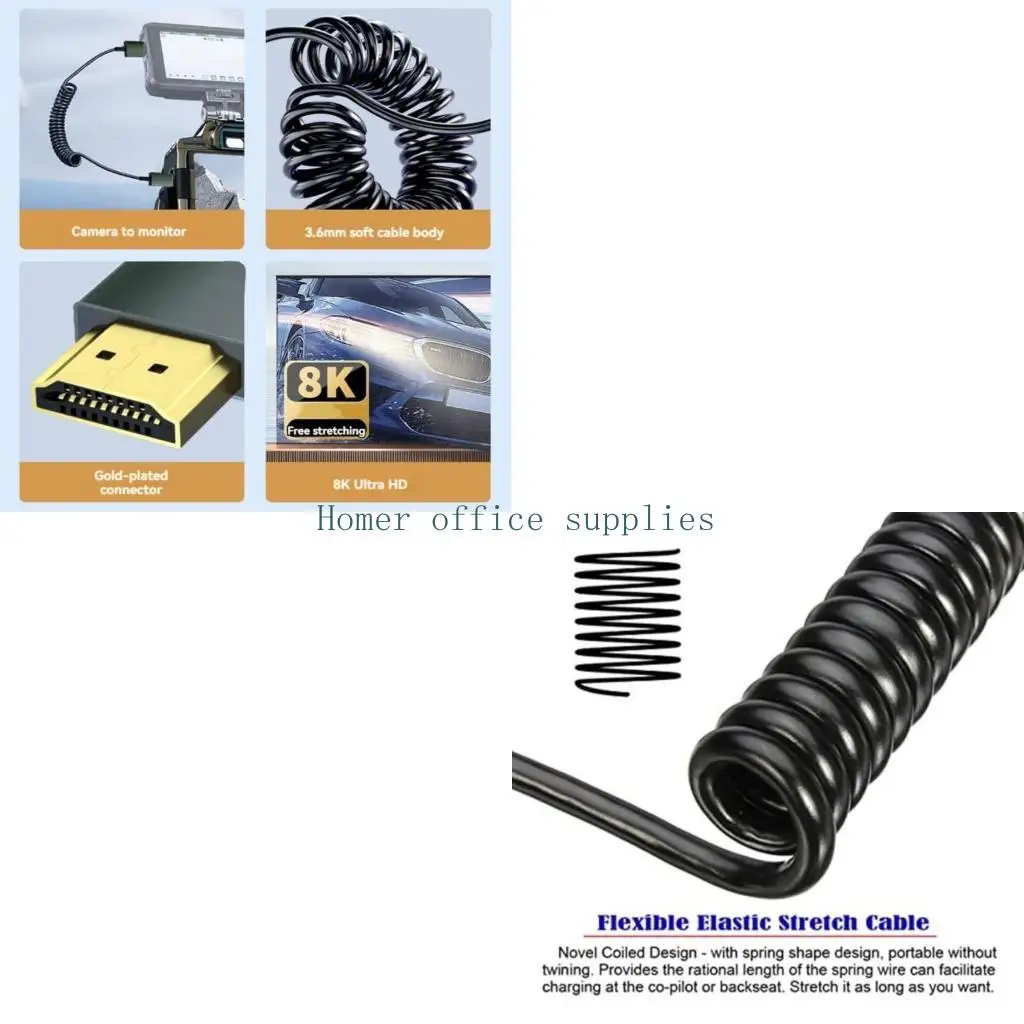 K43B Advanced 8K HDMIcompatible Coiled Cable, Fast Speed Connection for Gaming, Aluminum Alloy