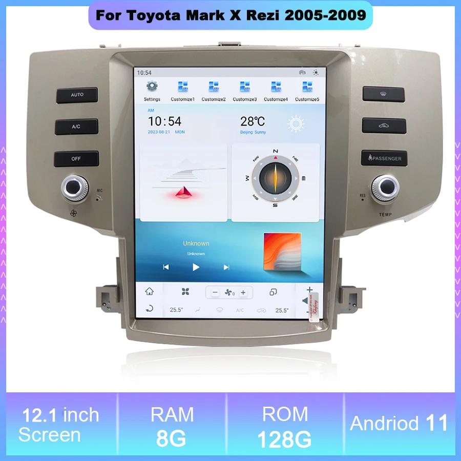 

12.1“ Android 11 Car Stereo For Toyota Mark X Reiz 2005-2009 Multimedia Player GPS Navigation Auto Radio Video Headunit Screen