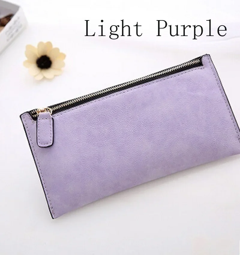 Fashionable Women's Retro Long Wallet Ultra-thin Frosted Zipper Wallet Phone Bag Ladies Holding A Coin Wallet Card Bag