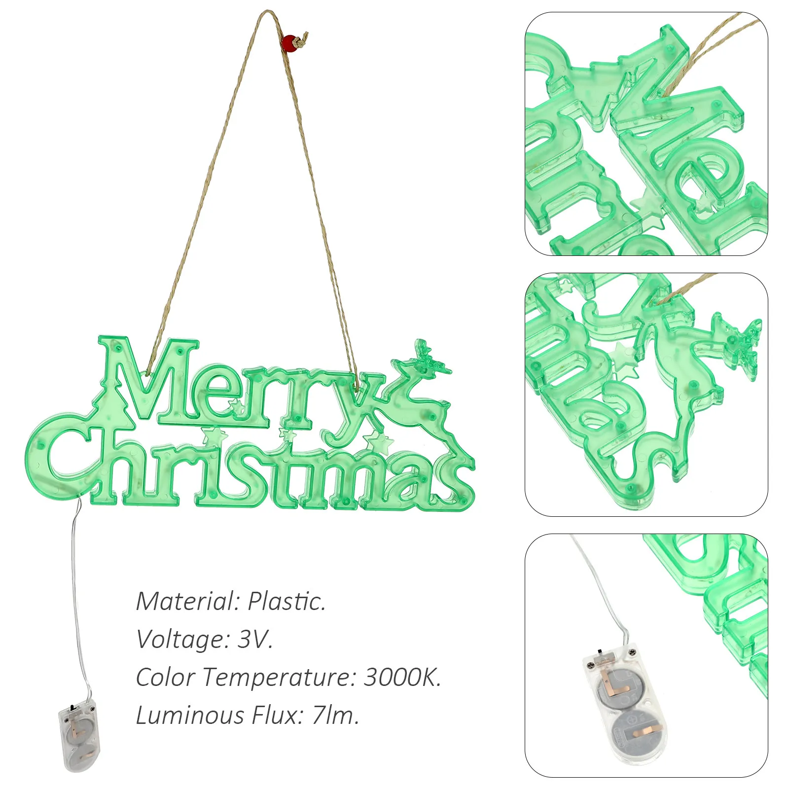 Merry Christmas Letter Light Board Portable Hanging Rope Design Christmas Garland Decorative Light Xmas Wreath Atmosphere