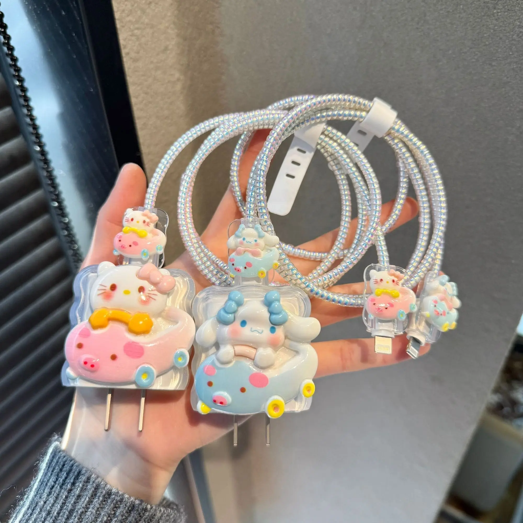 

Cute 3D Cartoon Case for Apple 18W 20W Charging Protective Cover Case for IPhone 15 16 Pro Max Data Cable Winder Accessories