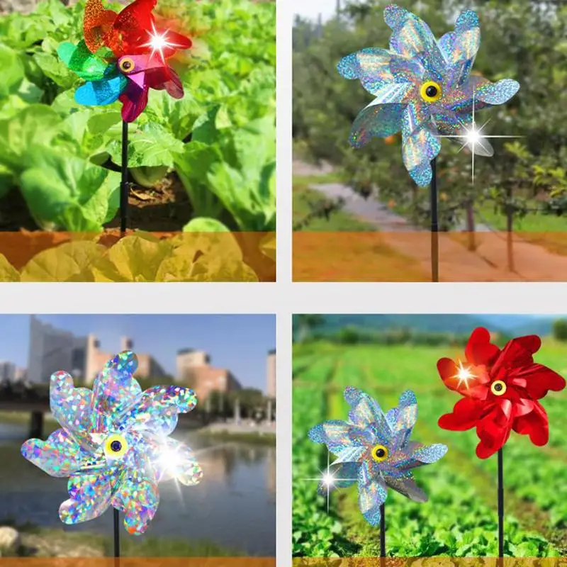 ● 2pcs Bird Repellent Windmill Practical 7 Leaves DIY Birds Deterrent Windmill Creative Outdoor Garden Lawn Yard Decoration