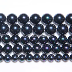 Color Plated Black Australian South Sea Pearl Powder Round Loose Beads 6 8 10 12MM Pick Size for Jewelry Making