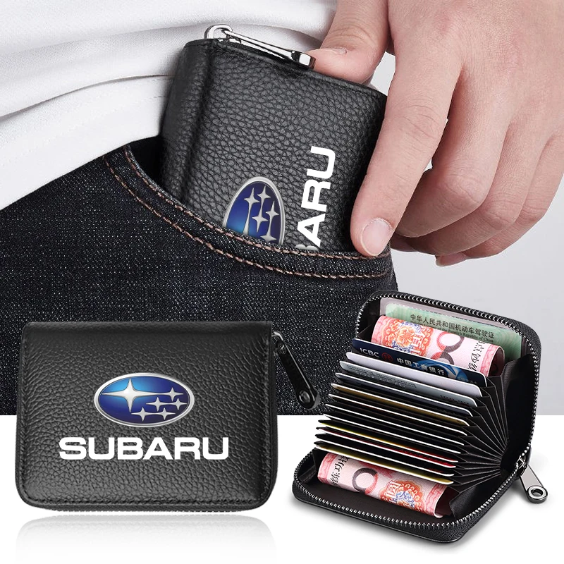 

Genuine Leather Car Drivers License ID Card Passport Card Wallet For Subaru Forester Impreza Outback Legacy Tribecacar WRC XV