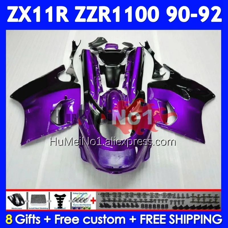 ZX-11R For KAWASAKI NINJA ZX11 Purple black ZZR 1100 ZZR-1100 222No.71 ZZR1100 ZX 11R 11 R ZX11R 90 91 92 1990 1991 1992 Fairing