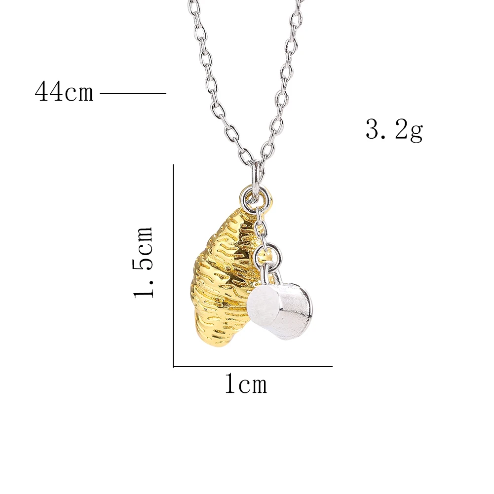 Creative Croissant Pendant Necklace Fashion Designs Coffee Cup Collarbone Chain Statement Jewelry Party Trendy Gift for Women