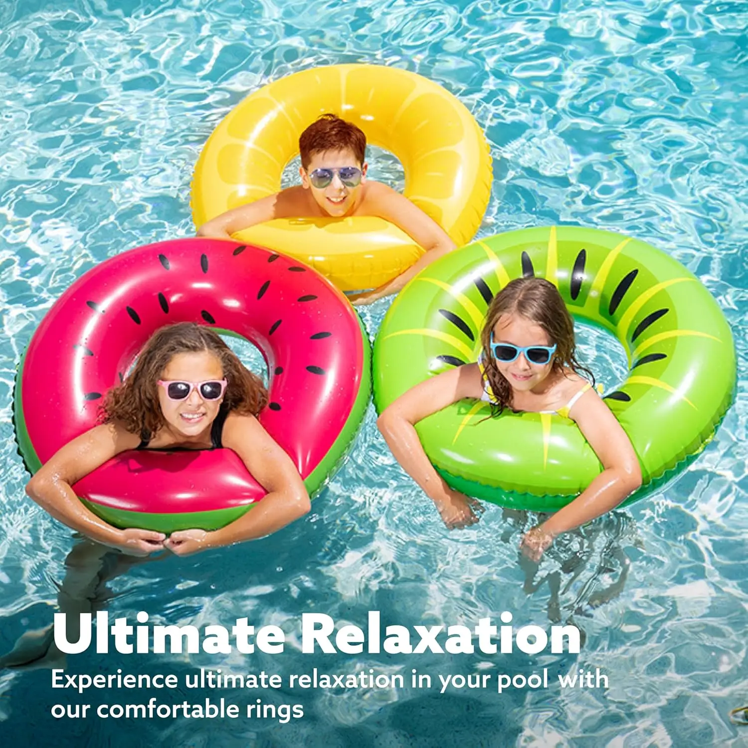 Badeau gonflable de Tube de natation (paquet de 3) avec des jouets de piscine de peinture de Fruits d'été pour des décorations de fête de piscine
