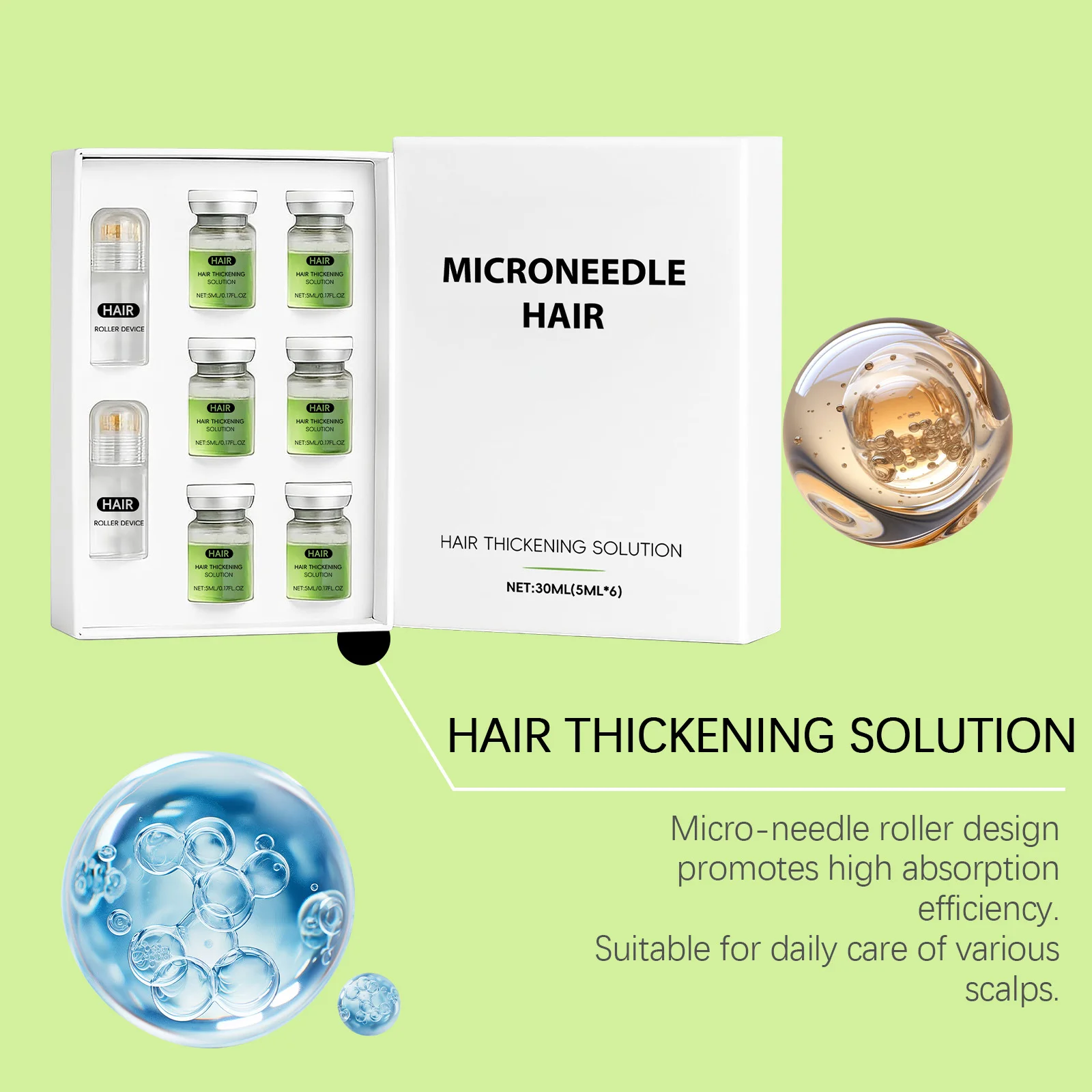 Hair Essential Care Serum Microneedle Roller Set