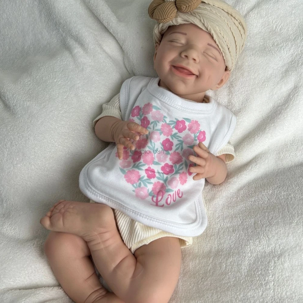 Anxiety Relief 18Inch Silicone Reborn Baby Girl April Soft Washable Doll with Realistic Weight 3D Skin for Elderly Joy Accompany