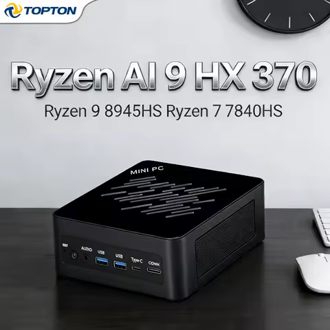 TOPC Gaming Mini PC AI 9 HX 370 AMD Ryzen 9 8945HS/R7 8845HS, 2x2.5G LAN, 2xPCIe4.0, 2xDDR5, Win11 Pro, NUC Mini Computer WiFi6