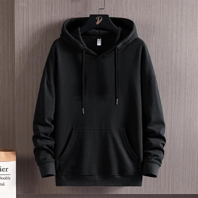 Men's autumn and winter hoodie, non-iron fabric, kangaroo pocket decoration, solid color loose casual sweater jacket