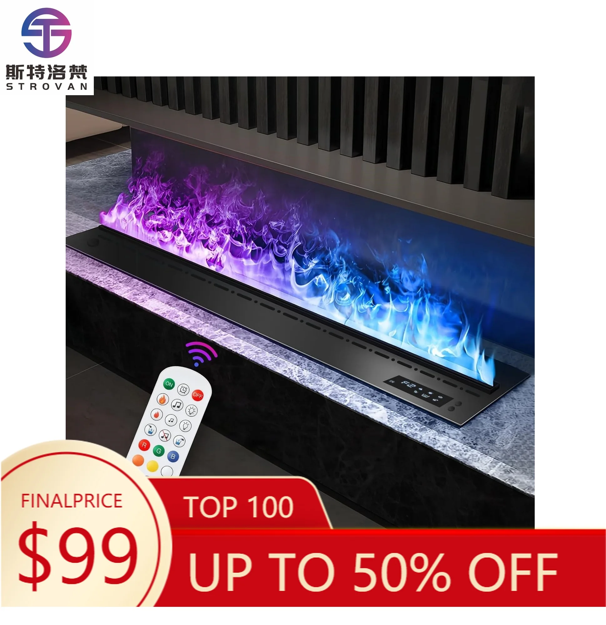 

ZXHK Recessed Multicolour Electric Fireplace 3D Water Vapor Fireplace Artificia Water Steam Atomized Flame Vapor Fireplace Flame