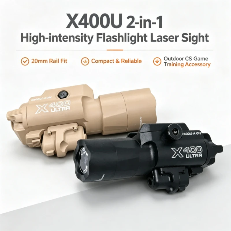 X400U 2‑in‑1 Flashlight Laser Sight Combo, Durable 20mm Rail Accessory, Airsoft Toy Gear for Outdoor Hunting CS Training