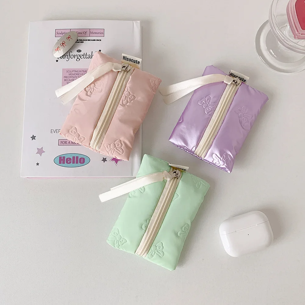 منظم أحمر الشفاه محفظة نسائية صغيرة محمولة سماعة أكياس تخزين المفاتيح الساحرة القوس نمط محفظة نسائية للعملات المعدنية لجيب عنبر