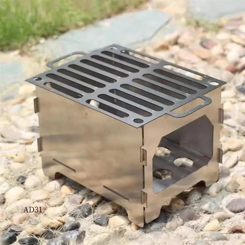 

New-Collapsible-Campfire Stove Stainless Steel Charcoal Firewood Stove Detachable Multifunctional For Outdoor Pincnic