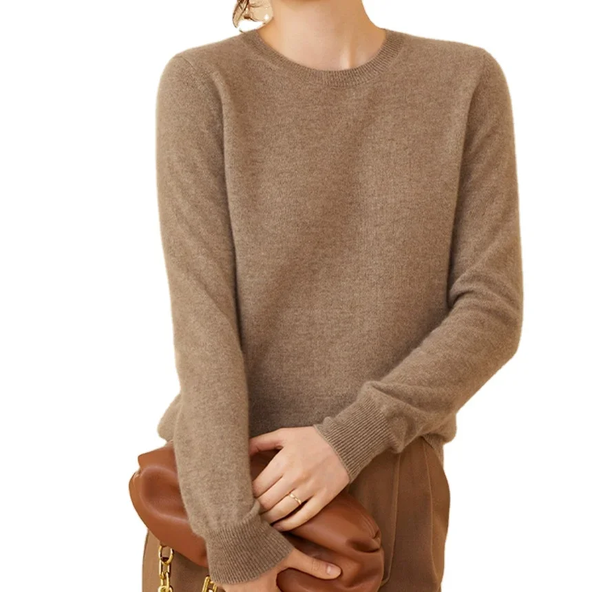 customize casual fashion design crew neck knit cashmere pullover women cashmere jumper sweater