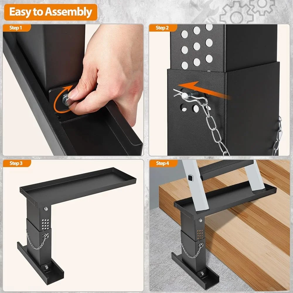 Extension d'échelle Pro stabilisateur niveleur de hauteur réglable Base d'échelle en acier Durable Extension de stabilisateur télescopique droit