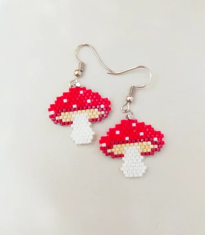 

ZGMXR серьги из рисовых бусин, грибы, оригинальность, ручное вязание, дизайн, сплав, богемная мода, простые женские серьги из бисера