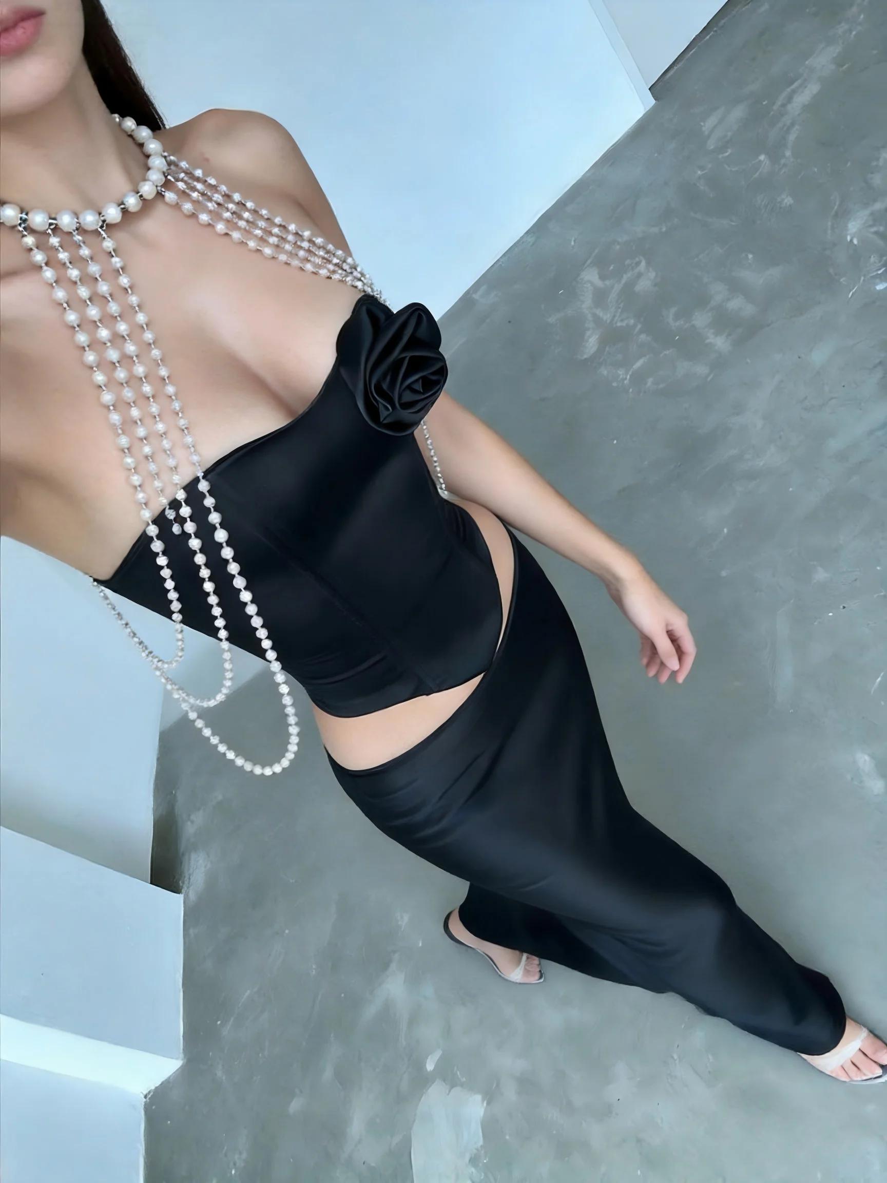 AKYZO European and American Sexy Pearl Shawl Accessories Spicy Girl Versatile Body Chain Fashion Party Women's Clothing
