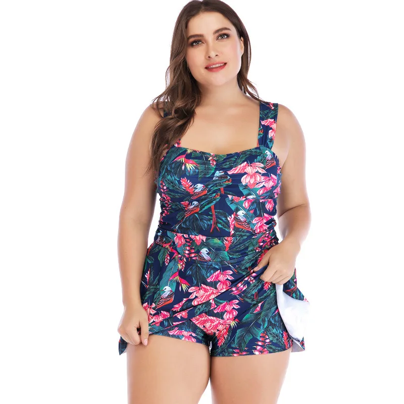 Women\'s Swimsuits with Boyshort Tankini Sets Swimwear Padded 2 Piece Plus Size Costume Swimming Bathing Suits Padded Beachwear