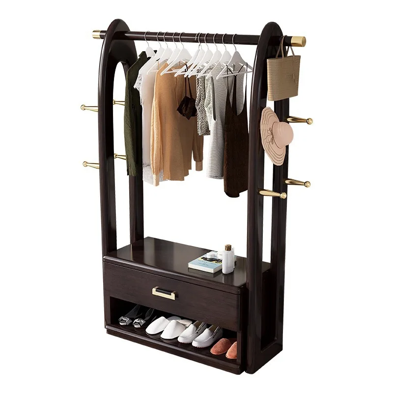 

Solid wood floor coat rack with integrated hanger Modern Chinese household furniture