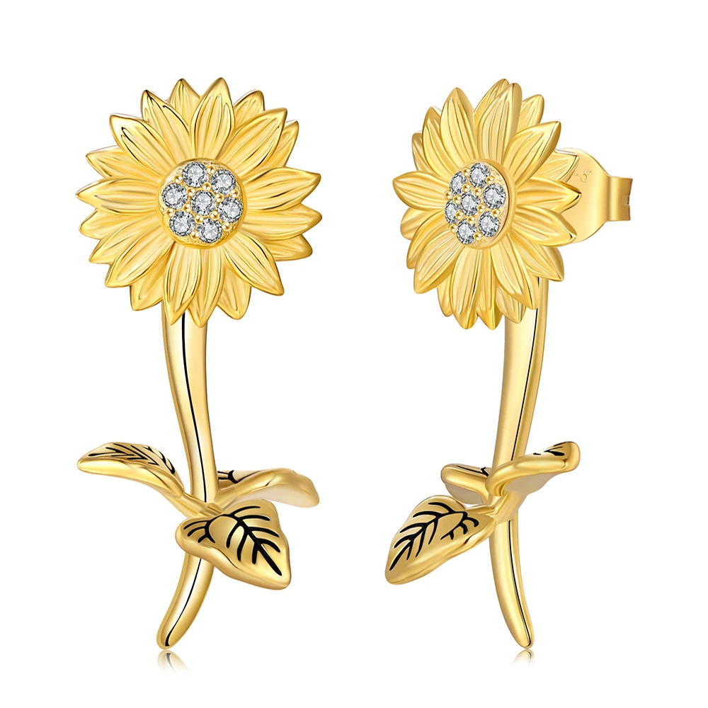 

925 Sterling Silver Sunflower Stud Earrings You Are My Sunshine Jewelry Birthday Christmas Gifts For Women Girls Wife Friends