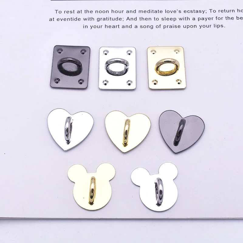 1pc Metal Heart Adhesive Phone Charm Holder DIY Metal Flatback Heart Sticking Hooks Charms Clasp Accessories