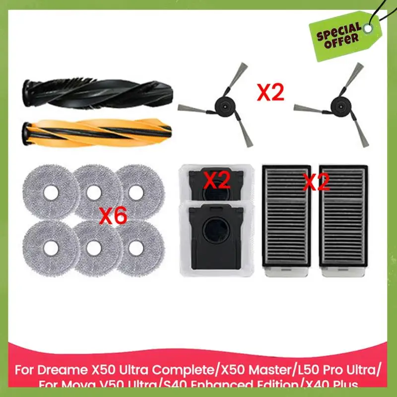 ABGP-For Dreame X50 Ultra/S40 إصدار محسن/X50 Master/X40 Plus مجموعة ملحقات فرشاة جانبية رئيسية فلتر Hepa ممسحة قماش غبار با