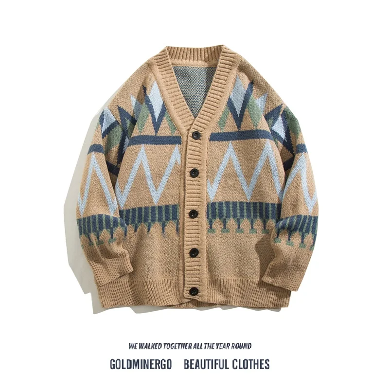 

Retro Japanese Sle Loose Casual Men's And Women's Knitted Sweater Coat Diamond id Open Cardigan Autumn Winter Leisure Sle