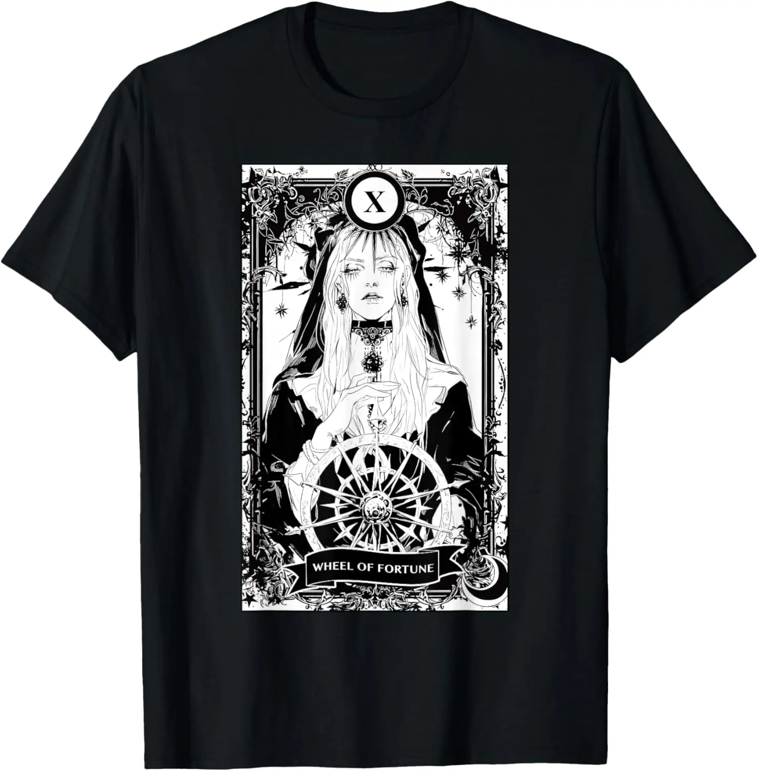 Wheel Of Fortune Dark Witchcraft Gothic Tarot Card T-Shirt