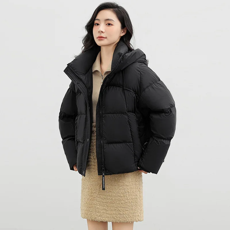 Winter Hooded Short Down Jacket Thickened Warm 90 Duck Down Down Jacket 2024 New Fashion Loose Couple Bread Clothing Jacket