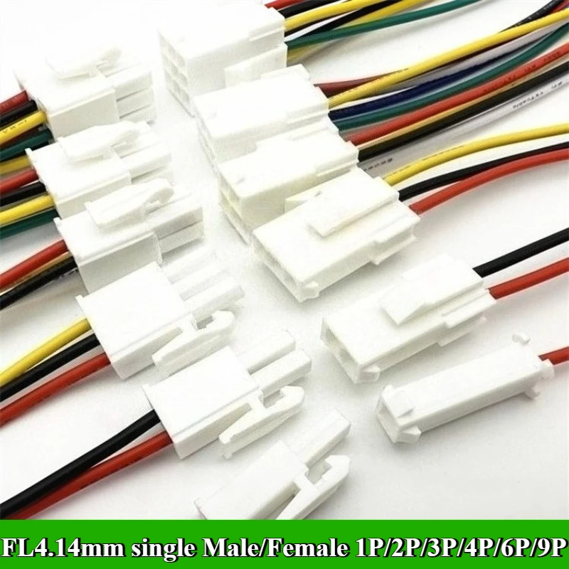 

FL4.14mm terminal wire pitch 4.14mm single head Male/Female Plug Socket Connector 1P/2P/3P/4P/6P/9P wire length 20cm 18AWG