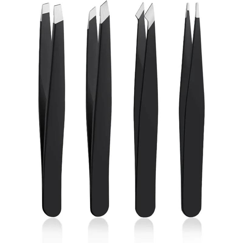 

Набор из 4 пинцетов из нержавеющей стали — прецизионные пинцеты для вросших волос, волос на лице, брызг, средство для удаления угрей и клещей