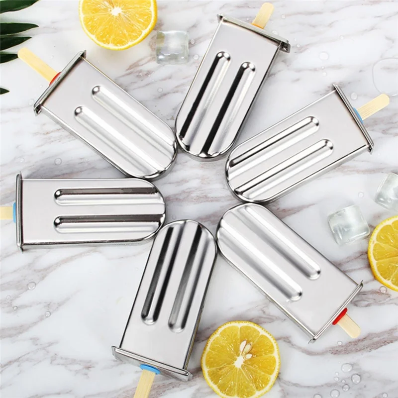 

10 шт. формы для мороженого из нержавеющей стали, формы для мороженого с 100 многоразовыми бамбуковыми палочками + 20 пакетов