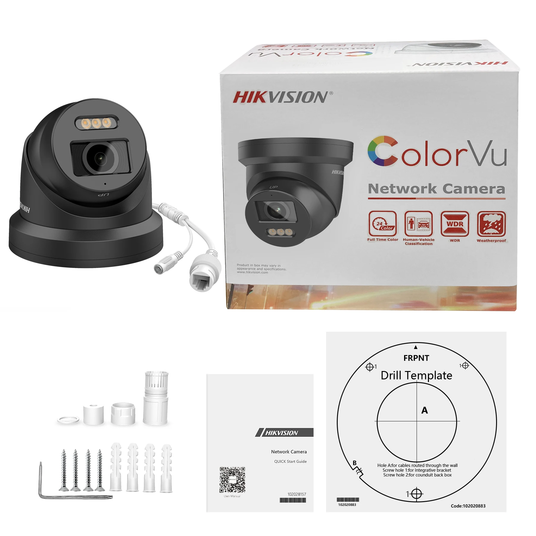 Original HIKVISION 4K 8MP DS-2CD2387G2-LSU/SL COLOR NIGHT Camera Full Color POE IP67 Built-in Mic ColorVu Turret CCTV IP Camera