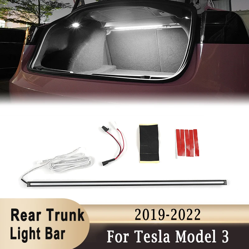 For Tesla Model 3  2019-2022 Car Rear Trunk Intelligent Light Bar Strips 12V LED Lamp Tube Trunk Interior Decorative Lamp
