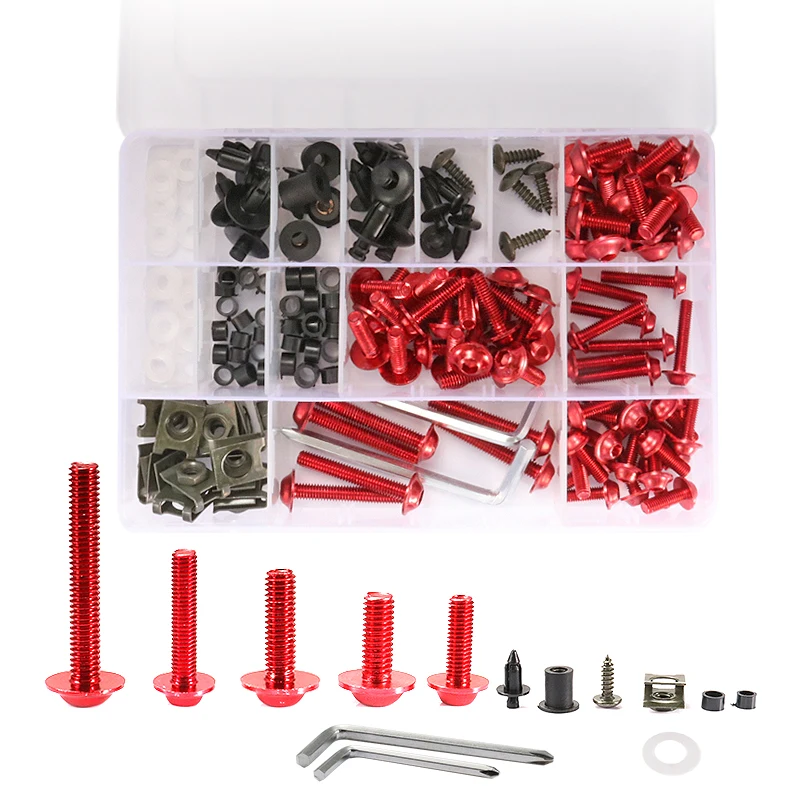 194pcs Motorcycle M5 M6 Bodywork Replacing Screws Universal Scooter Windscreen Nut Bolt Washer Screw Fairing Screen Fasteners